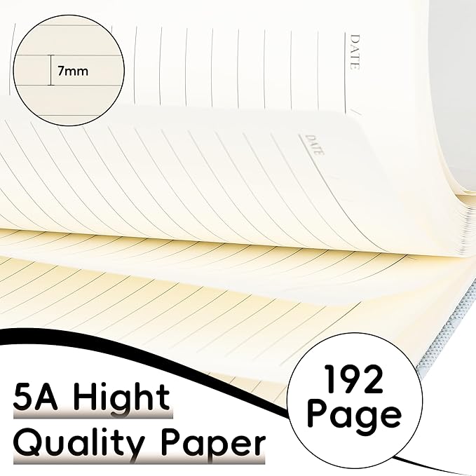 Lined Journal Notebook for Women Men, 192 Pages 100 GSM Thick Paper, Hardcover | Embossed Leather Journals for Writing, A5 College Ruled | Business, Work & School, 5.8"Ă8.5"(Blue)