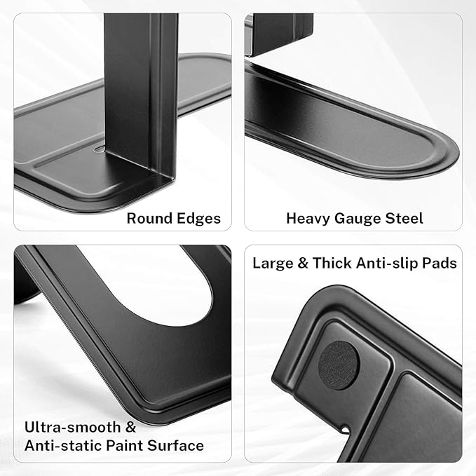 MaxGear Book Ends Universal Premium Bookends for Shelves, Non-Skid Bookend, Heavy Duty Metal Book End, Book Stopper for Books/Movies/CDs/Video Games, 6 x 4.6 x 6 in, Black (8 Pairs/16 Pieces, Large)