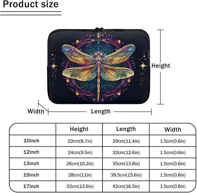 Dragonfly Printed Computer Bags for Laptops for Women, Large Capacity Computer Carrying Cover Laptop Briefcase, 17 Inch Water Resistant Laptop Case Portable Computer Case Bag