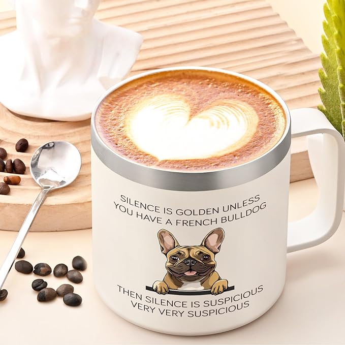 Lifecapido French Bulldog Gifts, Silence is Golden Unless You Have A French Bulldog 14 oz Coffee Mug, Frenchie Gifts, Dog Lover Gifts, Birthday Christmas Gifts for French Bulldog Lovers, White
