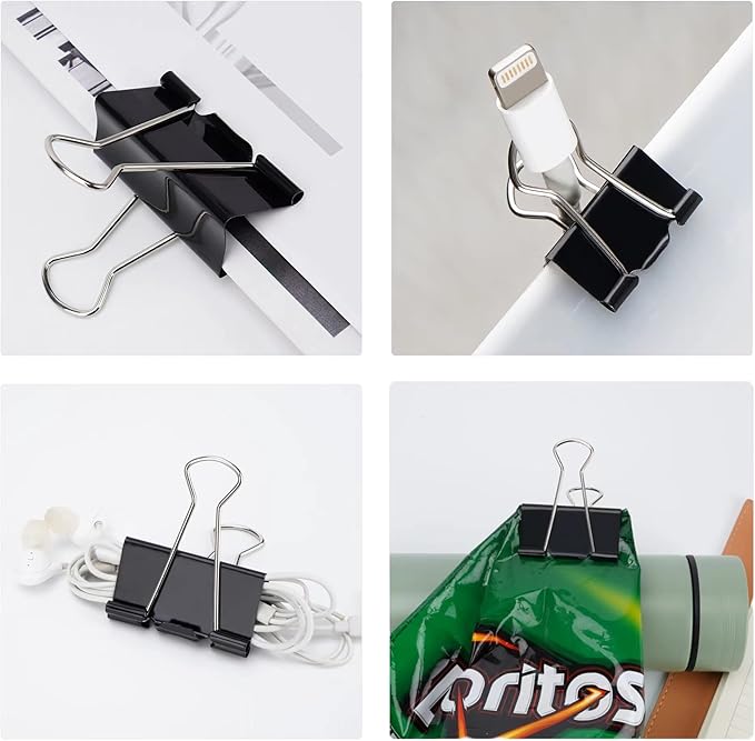 Binder Clips, Medium Binder Clips,144 Pcs1 Inch,Black Metal Medium Paper Clips for Office, Home, School
