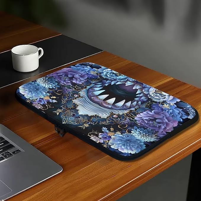 SharkPeony Printed Computer Bags for Laptops for Women Men, Shockproof 17 Inch Laptop Case Bag Washable Messenger Bag with Zipper, Laptop Case Computer Carrying Cover Easy to Carry