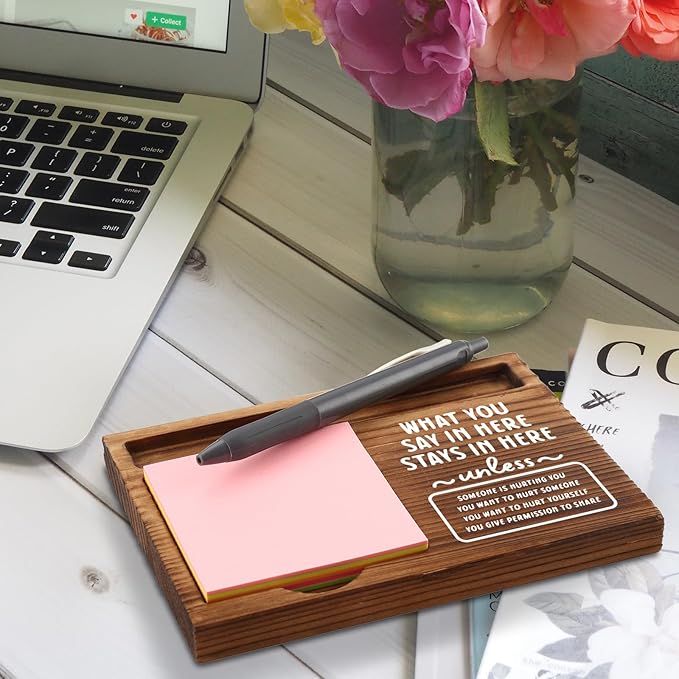 vizuzi Counseling Confidentiality Sticky Note Holder, Counseling Office Decor, Therapy Counseling Office Decor Gifts for School Psychologist Social Worker Self-Stick Note Pad Holders ZSS41
