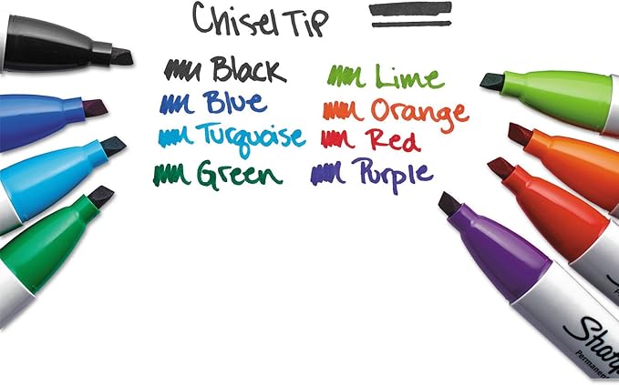 Sharpie 38250PP Permanent Marker 5.3mm Chisel Tip Assorted 8/Set (SAN38250PP)