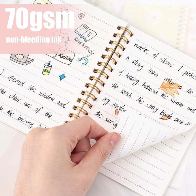 Koogel 4PCS Spiral Notebook Journals, A6 Pocket Notebooks College Ruled Notebooks for Women Gift Office School Supplies