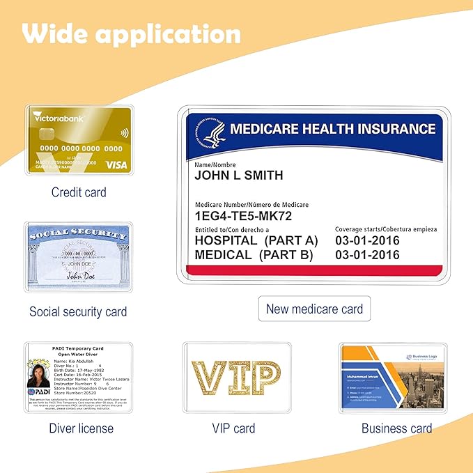 10 Pack New Medicare Card Holder Protector Sleeves,12Mil Clear PVC Waterproof Medical/Credit Card, Business/Social Security Card Protector