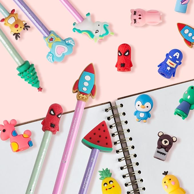 LOFIR 60 Pieces Pencil Toppers Animal Pencil Toppers Pen Toppers Clip on Pencil Classroom Prizes for Office Kids Back to School Student Supplies Party Favors(60)