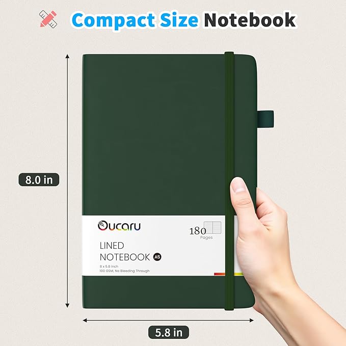 Lined Journal Notebook, 16 Pack, 180 Pages, A5 Journals for Writing, 100 GSM Thick Paper, Small Notebooks Daily Journal for Women Men Work, Business, School, Travel Supplies