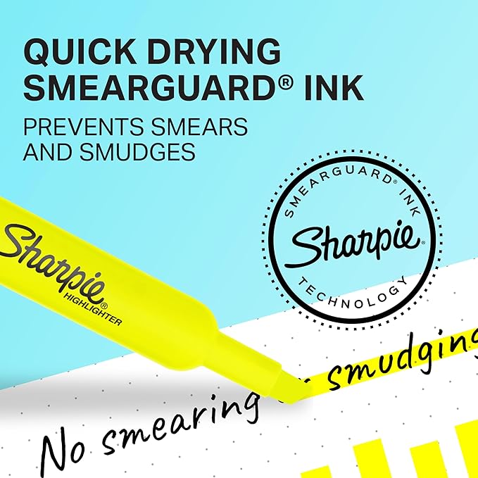 Sharpie Tank Style Bulk Highlighters, Chisel Tip Highlighter Marker Set, Journal Highlighters, Office And Teacher Supplies, Fluorescent Yellow Highlighters, 36 Count
