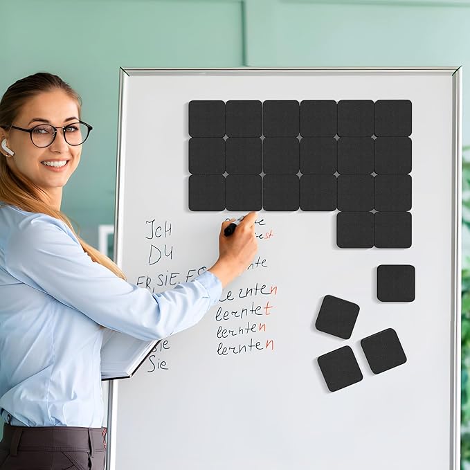 MaxGear Dry Erase Erasers, 48 Pack Magnetic Whiteboard Erasers for Classroom, Mini Whiteboard Cleaning Pads Bulk, Chalkboard Wiper Teacher Supplies for School, Office, Home (Black, 2 x 2 x 0.6 Inch