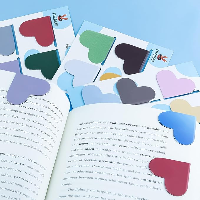 10 Pack Heart Cute Magnetic Bookmarks Bulk for Books, Assorted Magnetic Page Corner Bookmarks for Book Lovers,Kids,Women,Men,Teachers,Students,Birthday Christmas Graduation (Multicolor)