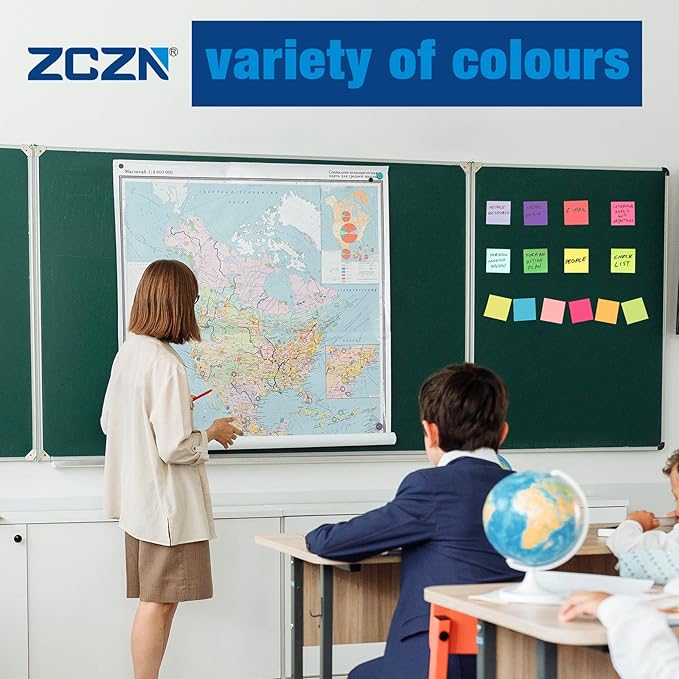 ZCZN Small Sticky Notes, 2in x 2in, 100 Sheets/Pad, 8 Pads/Pack, Black