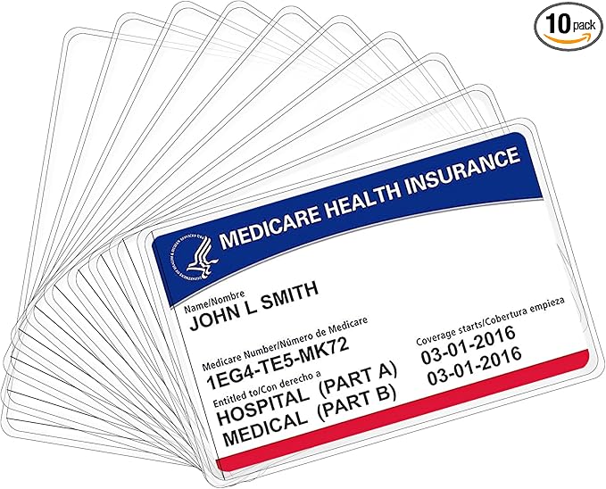 10 Pack New Medicare Card Holder Protector Sleeves,12Mil Clear PVC Waterproof Medical/Credit Card, Business/Social Security Card Protector