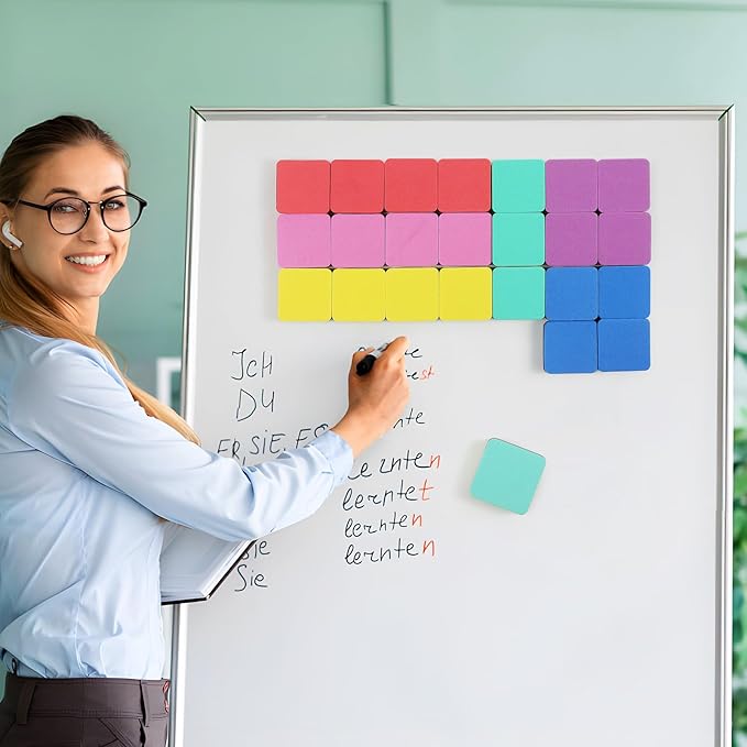 MaxGear 108 Pack Dry Erase Erasers, Magnetic Whiteboard Dry Erasers for Classroom, Mini Whiteboard Cleaning Pads, Chalkboard Wiper Teacher Supplies for School, Office, Home (6 Color Set, 2 x 2 Inch