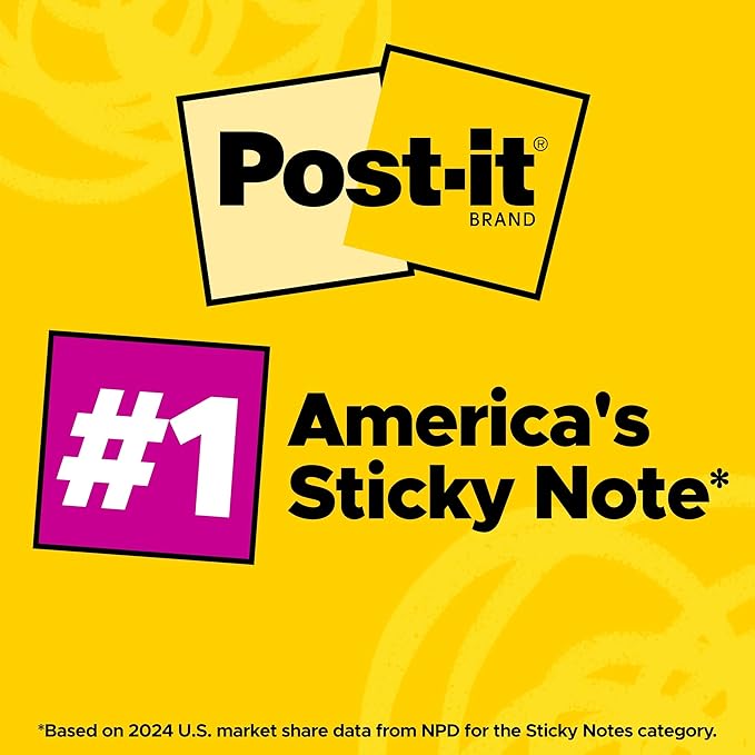 Post-it Notes, 3 in x 3 in., 3 Sticky Notes Pads, 50 Sheets per Pad, Poptimistic Collection, School Supplies and Office Products, The Original Post-it Note