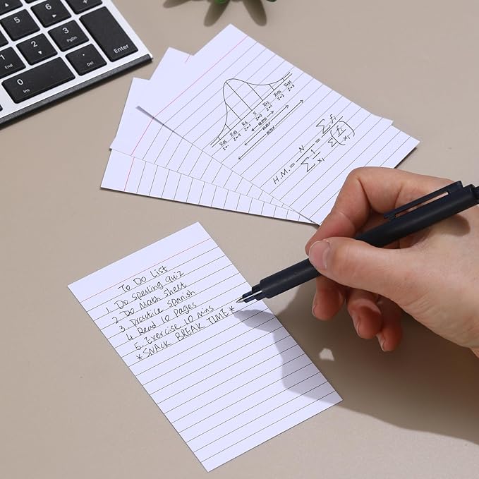 Vertical Ruled Index Cards 3 X 5 Flash Card Double Sided Lined Notecards Heavy Weight Ruled Checklist Thick Recipe Cards for Studying, School, Home and Office(White,300Count)