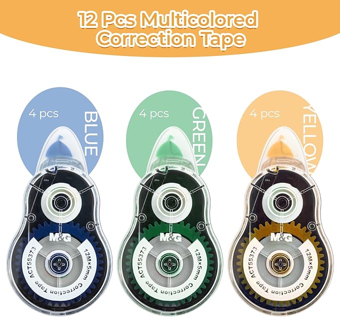 M&G 12 Pack Correction Tape,39.3 Feet Correction Tape, Easy to Use Applicator for Instant Corrections, Study Supplies and Office Products, Total 472FT/144M