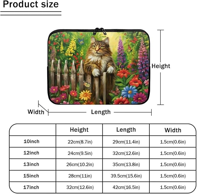 Cats Flower Printed Laptop Briefcase for Women Men, Waterproof 15 Inch Laptop Bag Messenger Bag Lightweight Laptop Case for Office Business Traveling Daily Use, Gift for Father
