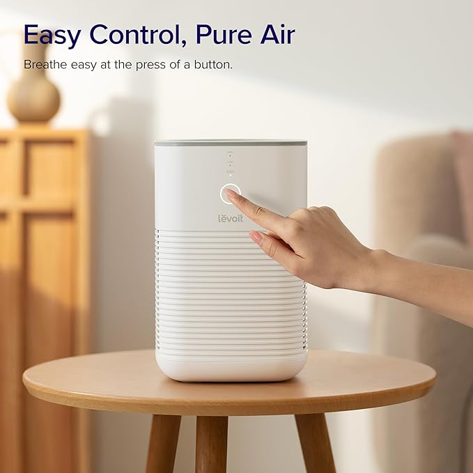 LEVOIT Air Purifier for Home Bedroom, Fresheners Filter Small Room Cleaner with Fragrance Sponge for Smoke, Allergies, Pet Dander, Odor, Dust Remover, Office, Desktop, Table Top, 1 Pack, White