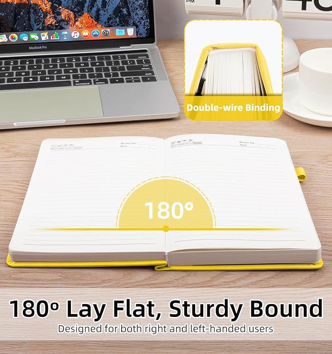 Lined Journal Notebook 365 Pages, A5 Leather Journals for Writing Women & Men, Hardcover Notebook with 100GSM Thick Paper, Daily Journal Notebook for Travel, Work, School, Note Taking, College Ruled