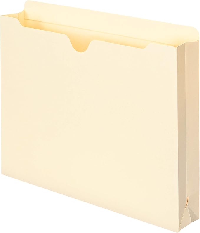 Smead File Jacket, Reinforced Straight-Cut Tab, 2" Expansion, Letter Size, Manila, 50 Per Box (75560)