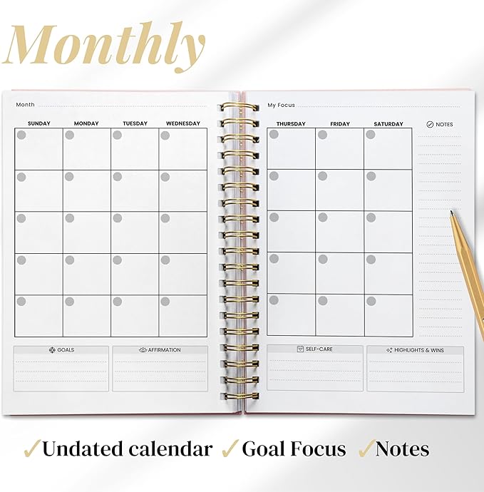 Life & Apples Wellness Journal Pro for Healthy Living - Daily Planner Journal with Agenda, Food Journal, Fitness and Self-Care - Track Weight Loss Diet and Health Goals - 7X10 Inch, Undated, Find Joy