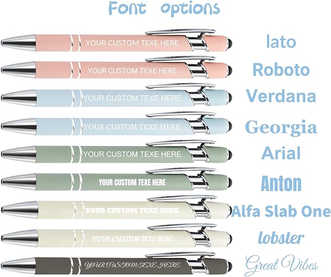 Up to 480 Pcs Personalized Pens in Bulk, Custom Metallic Printed Name Pens with Black Ink, Customized Pens Bulk with Stylus-Great Gift Ideas(Morandi 6 Color)