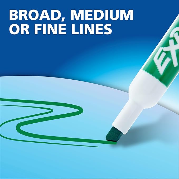 EXPO Dry Erase Markers, Low Odor Ink, Assorted Colors, Chisel Tip, 16 Count