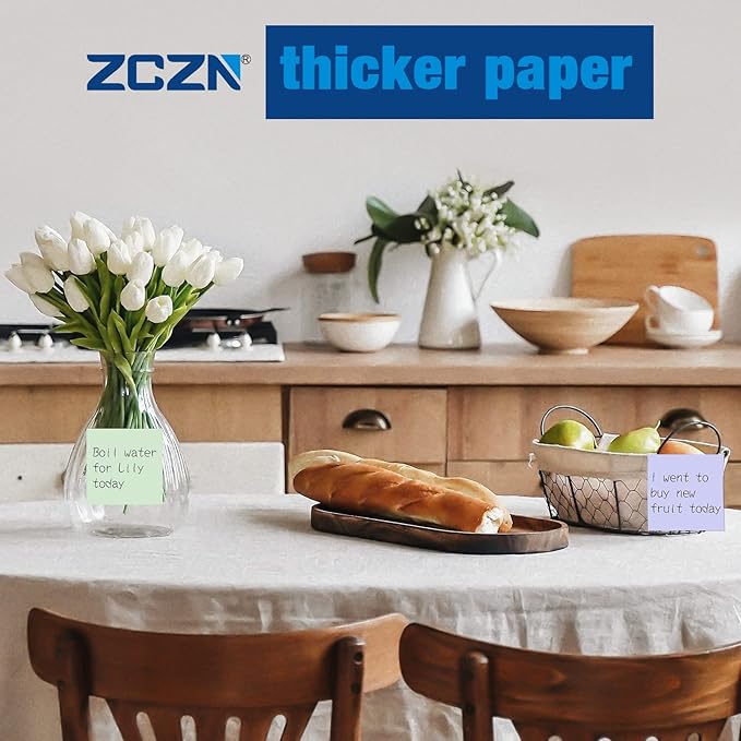 ZCZN Small Sticky Notes, 2in x 2in, 100 Sheets/Pad, 8 Pads/Pack, Black
