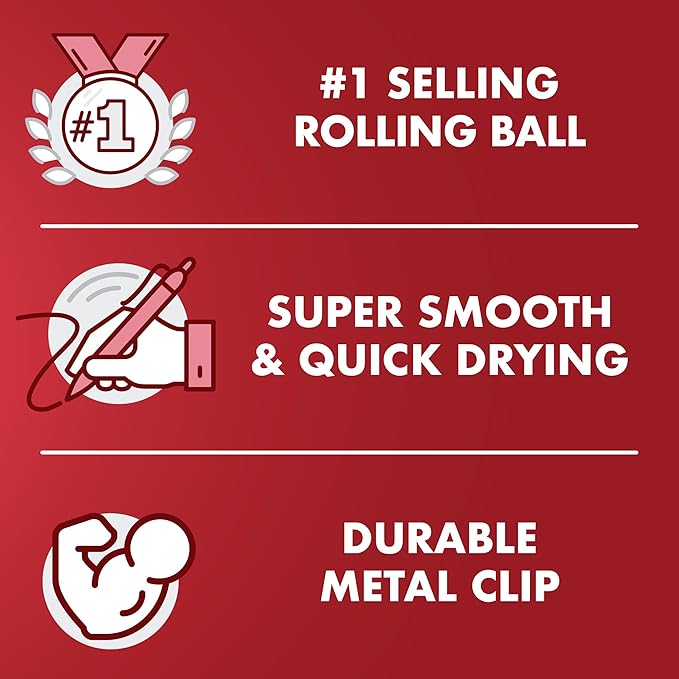 Pilot, Precise V5, Capped Liquid Ink Rolling Ball Pens, Extra Fine Point 0.5 mm, Red, Pack of 5