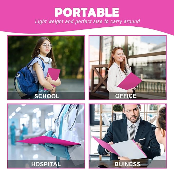 Folders with Pockets,IntoJoy 50 Pack Two Pocket Folders Business Card Holder Paper Folders with Prongs for School Office Filing Cabinet Resume Portfolio (Pink)