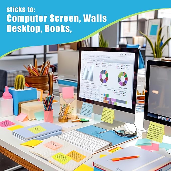 10 Pads Lined Sticky Notes, Sticky Note Pads 3x3 inches, 10 Bright Color Sticky Notes with Lines Self-Stick Note Pads, Perfect for Office Home School(100 Sheet/Pad)