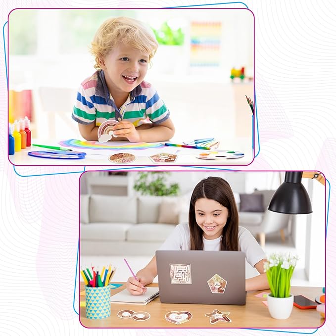 Libima 72 Pieces Anxiety Sensory Stickers Anxiety Textured Stickers Fidget Stickers Mindfulness Sticker School Counselor Supplies Adult Sensory Items Anxiety Relief, 9 Styles(Boho Color)