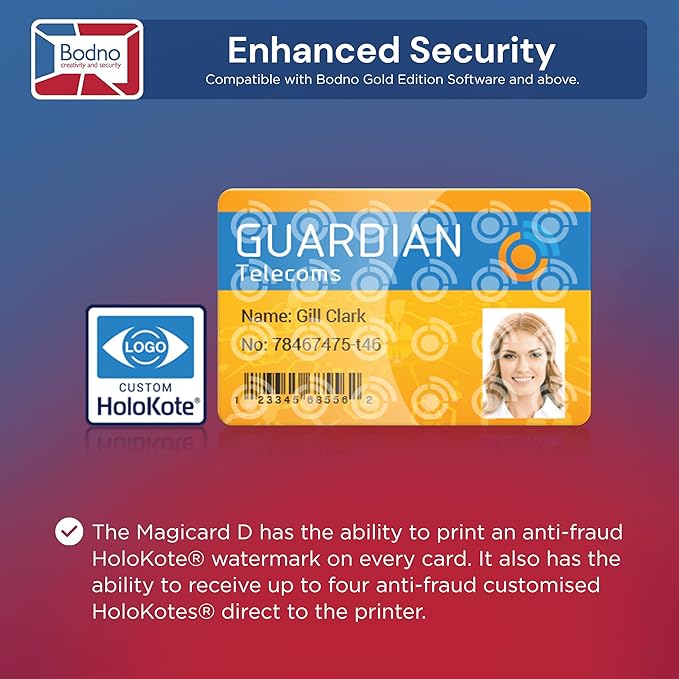Bodno Magicard D Dual Sided ID Card Printer & Complete Supplies Package ID Software - Silver Edition