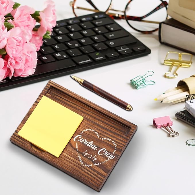 Cardiac Nurse Gifts Sticky Note Holder, Cardiology Cardiac Sonographer Doctor Appreciation Gifts, Cardiac Nurse Thank You Gifts, Cvicu ICU Nurse Week Gifts Desk Self-Stick Note Pad Holders TZP38