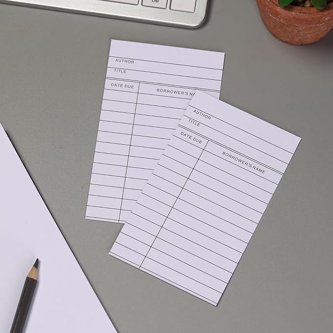 Library Cards, Checkout Catalog Book Card,Library Checkout Index Cards, Due Date NoteCards for Record Keeping (3x5 in,100 Count)