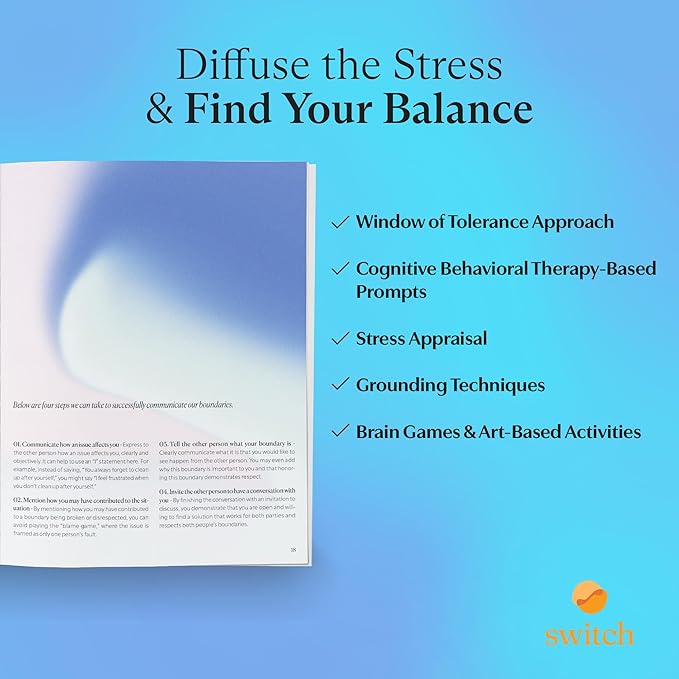 Switch Research Calm Planner (Boundaries) - Psychologist-Developed 31-Day Guided Journal to Banish Stress & Find Your Calm - Daily Journal With Prompts & Techniques for Maintaining Your Boundaries