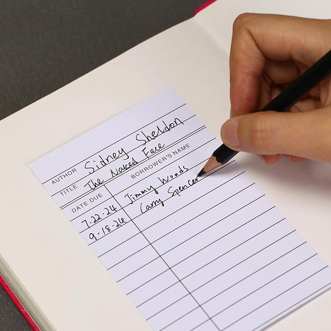Library Cards, Checkout Catalog Book Card,Library Checkout Index Cards, Due Date NoteCards for Record Keeping (3x5 in,100 Count)