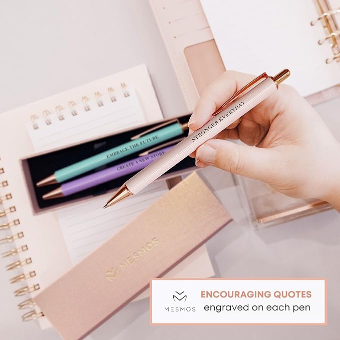 MESMOS New Beginnings Gifts for Women, 3pk Fancy Ballpoint Pen Set, Divorce Gifts for Women, Going Away Gifts for Friends and Coworkers, Break Up Gifts for Women, Farewell Gifts for Friends