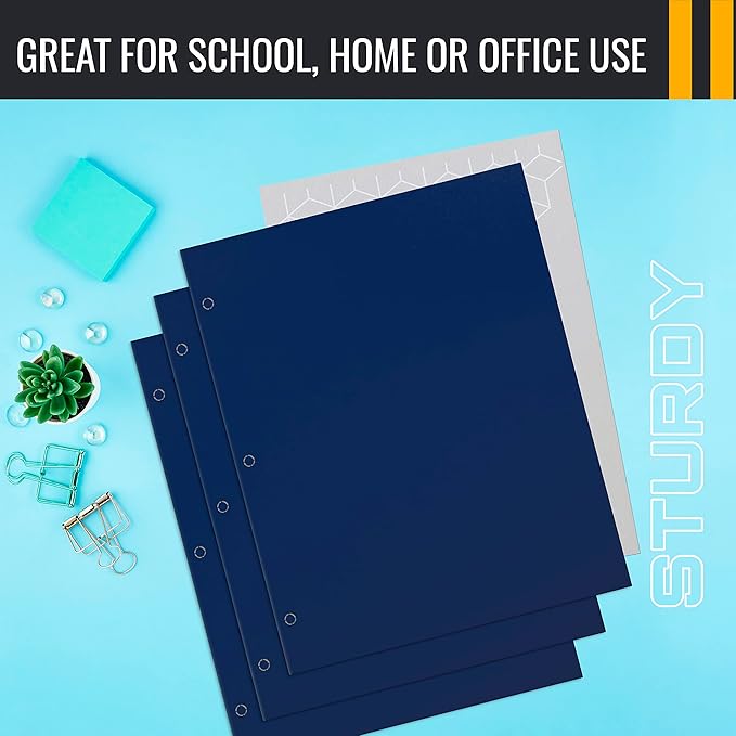 Better Office Products Two Pocket Portfolio Folders, 50-Pack, Blue, Letter Size Paper Folders, 50 Pieces, Blue