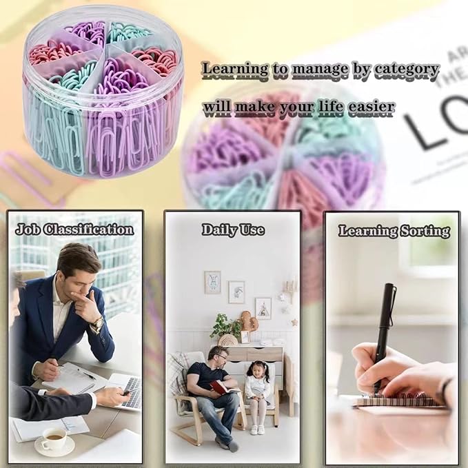 Macaron Colored Paper Clips, 1.1" Medium Paper Clip(28mm, 600pcs Paperclips for Office Supplies and Organization