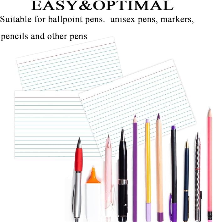 300 Pcs Index Cards 3x5 Ruled - Pinovk Flash Cards for Studying, White Index Cards, File Note Cards, Study Cards, Flash Cards, Study Cards, Lined Index Flashcards for Office and School Supplies