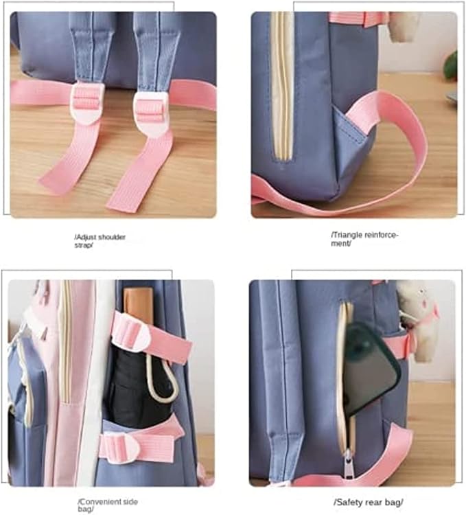 Kawaii Backpack 5Pcs Set Lightweight aesthetic backpack,Teens laptop computer cute backpacks for girls (Cartoon backpack,one size)