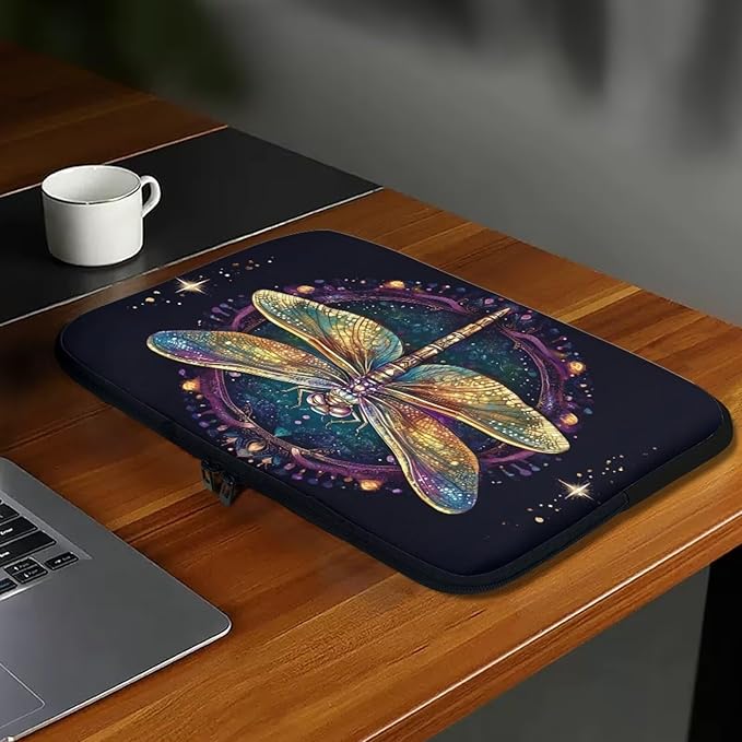 Dragonfly Printed Computer Bags for Laptops for Women, Large Capacity Computer Carrying Cover Laptop Briefcase, 17 Inch Water Resistant Laptop Case Portable Computer Case Bag