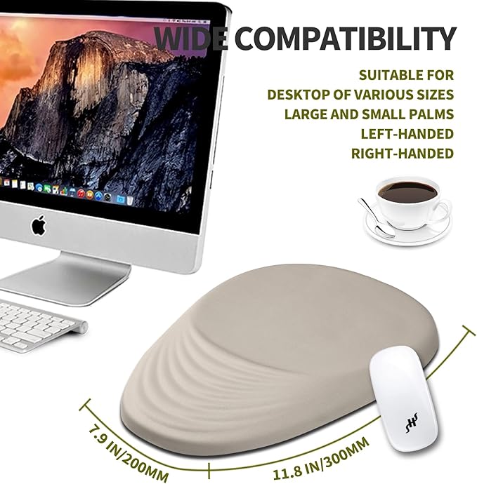 Hokafenle Ergonomic Mouse Pad Wrist Support, Terraced Slope Carpal Tunnel Wrist Pad for Mouse with Unibody Memory Foam, Wrist Rest Pain Relief Mousepad (Apricot, 11.8x7.9 in)