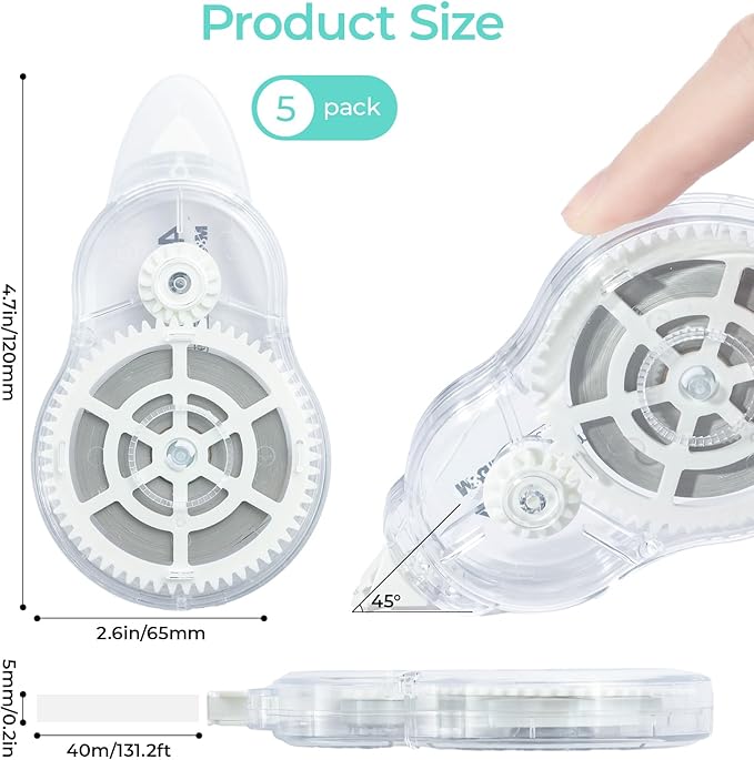M&G 5 pack Correction Tape,131.2 Feet correction tape, Total 656FT/200M, Easy to Use Applicator for Instant Corrections, Study Supplies and Office Products