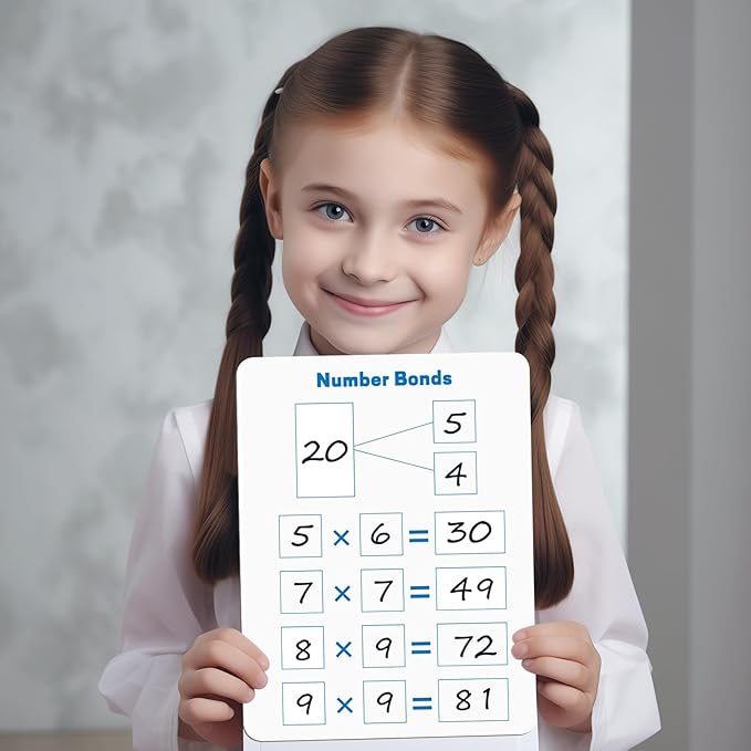 10 Pack Multiplication Chart Whiteboard Card - Double-Sided 9" x 12" Dry Erase Board, Math Manipulatives White Board for Kids Students, Classroom and Home Learning,Small White Board Card Dry Erase