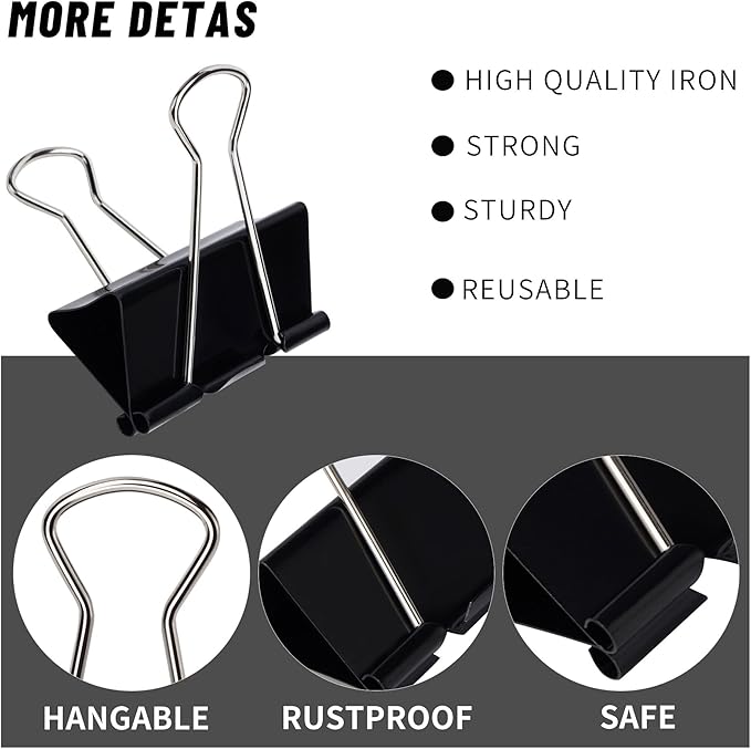 Binder Clips, Medium Binder Clips,144 Pcs1 Inch,Black Metal Medium Paper Clips for Office, Home, School