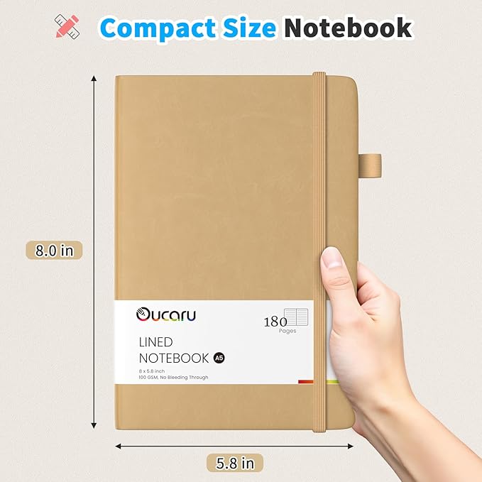 Lined Journal Notebook, 16 Pack, 180 Pages, A5 Journals for Writing, 100 GSM Thick Paper, Small Notebooks Daily Journal for Women Men Work, Business, School, Travel Supplies