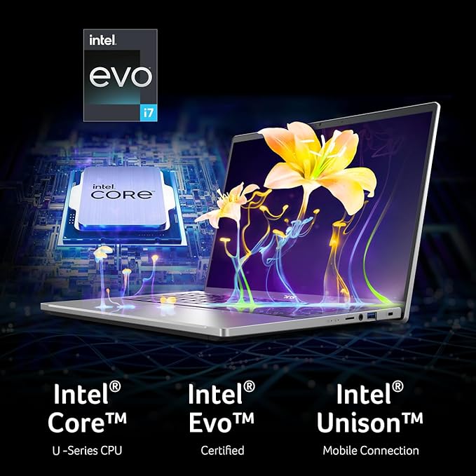 Acer Swift Go Intel Evo Thin & Light Premium Laptop 14" 1920x1200 100% sRGB Touch Screen Display Intel Core i7-1355U Intel Iris Xe 16GB LPDDR5 512GB Gen 4 SSD SFG14-71T-72QV